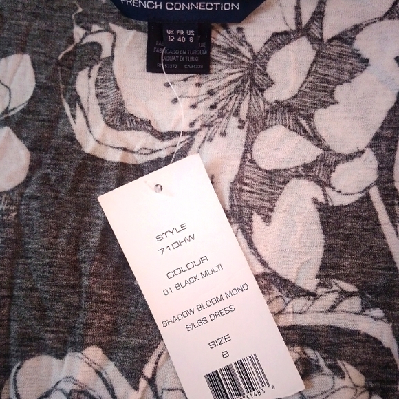 French Connection Shadow Bloom Mono Dress - Picture 8 of 9